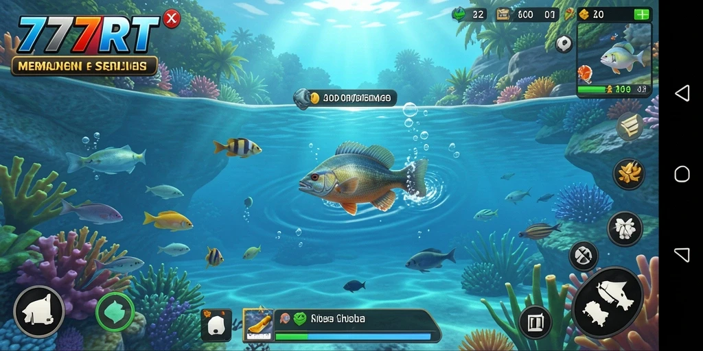 Tampilan gameplay <strong>777RT</strong> yang seru saat memancing ikan.