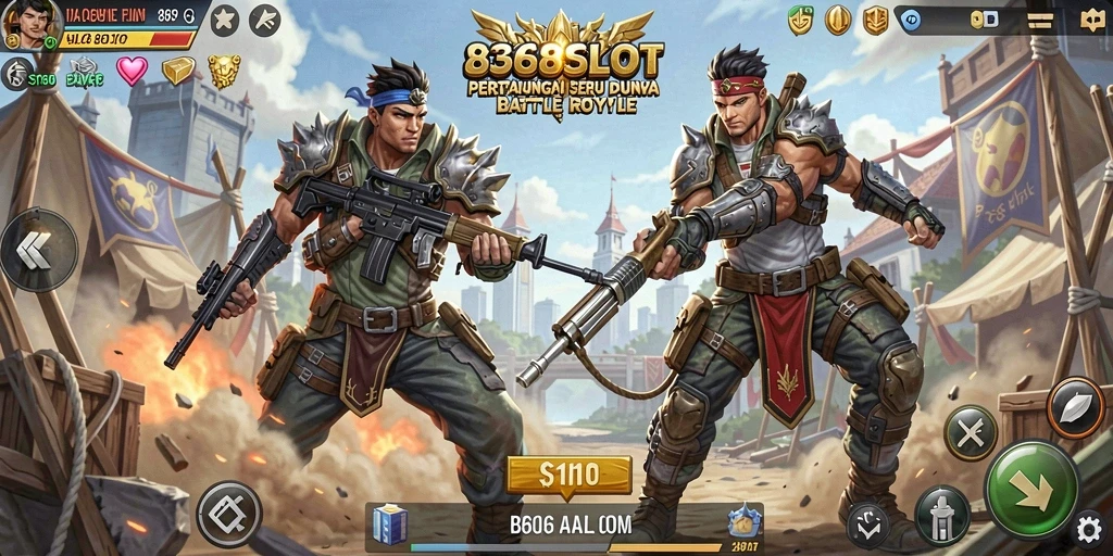 Screenshot utama 8368SLOT menampilkan aksi seru Battle Royale.
