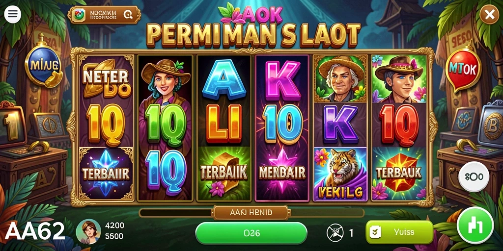 Screenshot gameplay AA62 yang menarik dengan tema slot beragam.