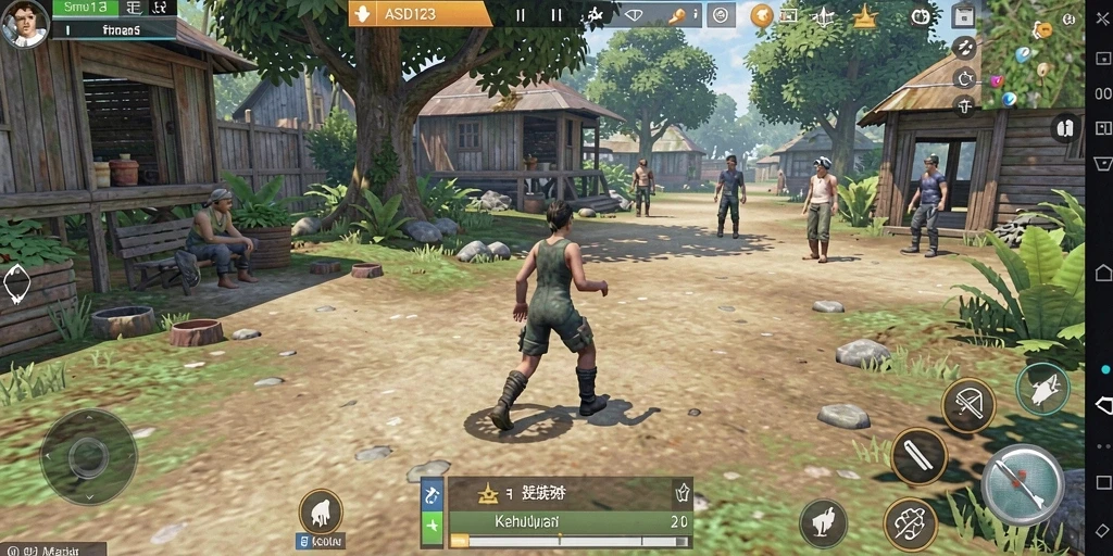 Gameplay ASD123 menunjukkan interaksi karakter dan pilihan kreatif.
