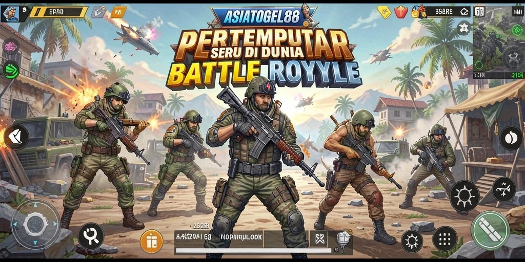 Tangkapan layar ASIATOGEL88 menampilkan pertempuran intens di medan perang Battle Royale.