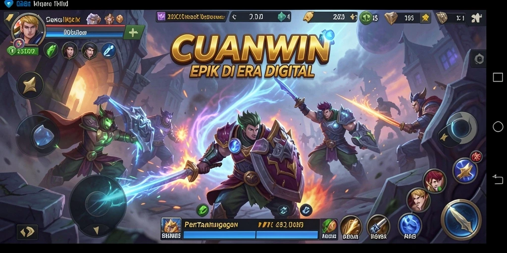 Tampilan gameplay CUANWIN dengan pertarungan mendebarkan dan karakter beragam.