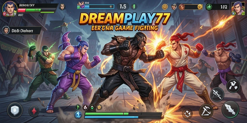 Gameplay menarik dengan berbagai karakter Fighter dalam aksi pertarungan.