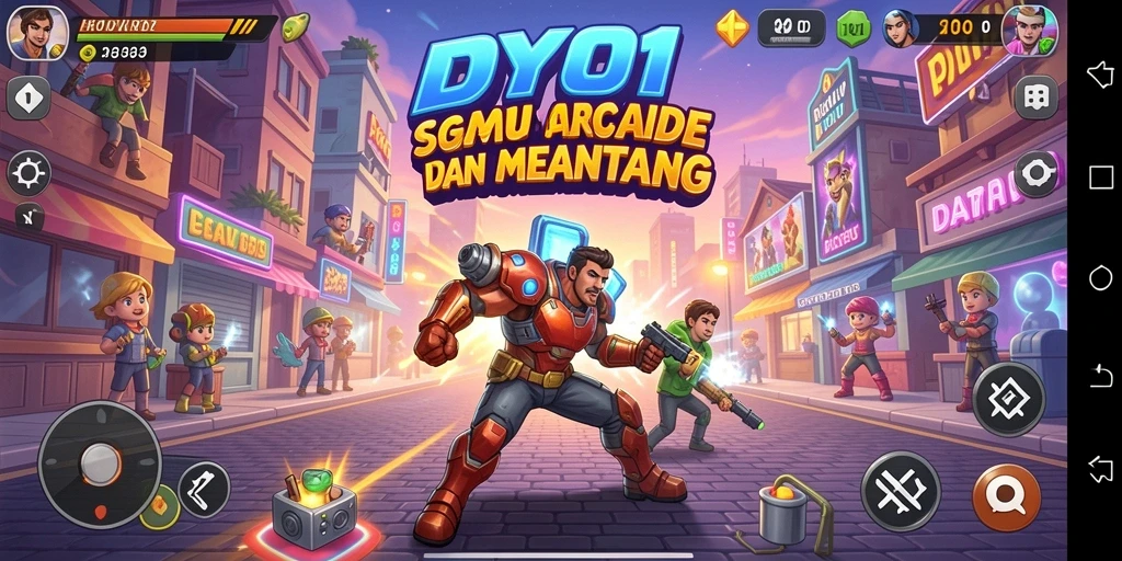 Tangkapan layar DY01 menunjukkan gameplay arcade yang penuh aksi dan tantangan.