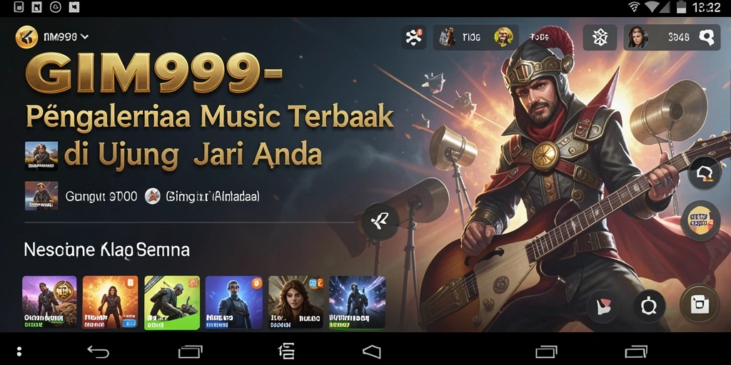 Screenshot GIM999 menampilkan gameplay musik dengan alat virtual.