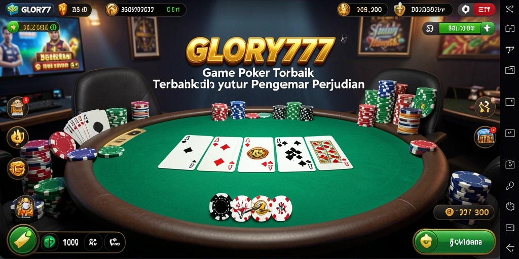 Screenshot menunjukkan gameplay yang mendebarkan dalam <strong>GLORY777</strong> dengan aksi Poker yang seru.