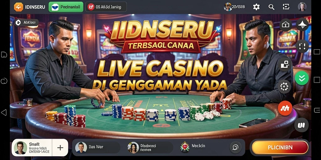 Tangkapan layar IDNSERU menampilkan dealer langsung dalam permainan kasino.