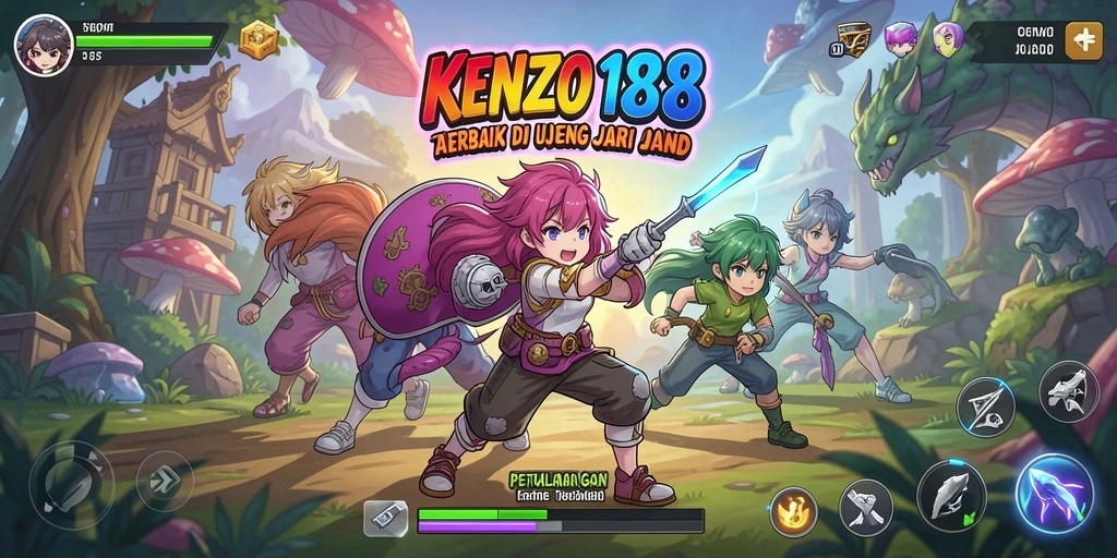 Screenshot gameplay KENZO188 dengan karakter anime yang menarik.