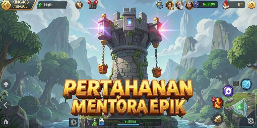 Tampilan seru kegiatan pertahanan menara dalam KING403 yang mendebarkan.