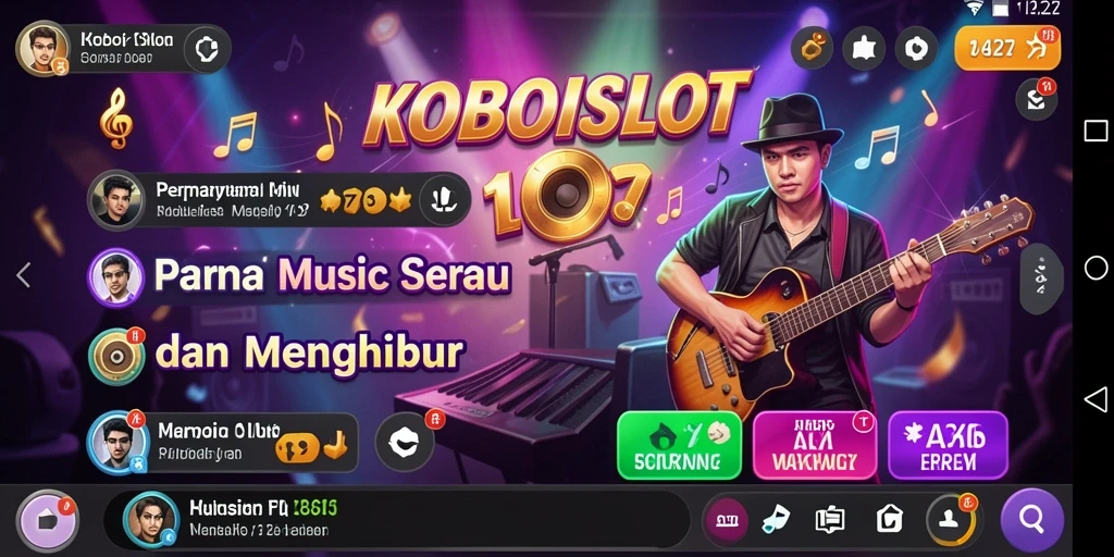 Screenshot gameplay KOBOISLOT menampilkan tantangan musik yang seru.