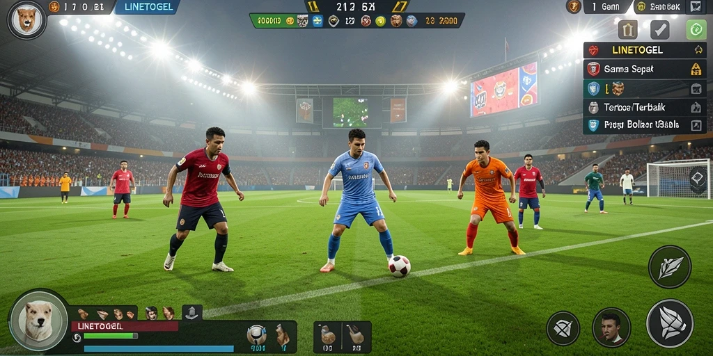 Tampilan gameplay LINETOGEL yang mendebarkan dan penuh aksi sepak bola.