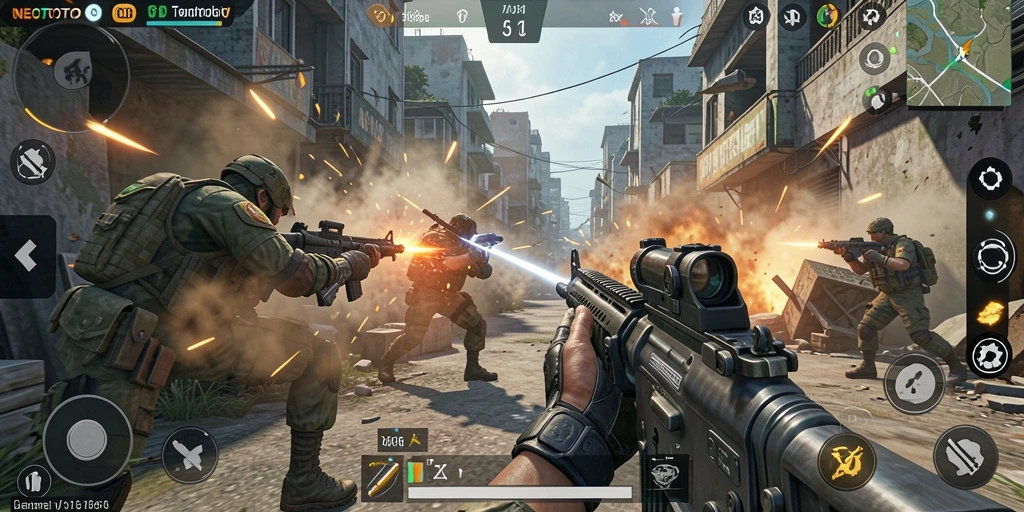 Tampilan gameplay seru NEOTOTO dalam aksi TPS.