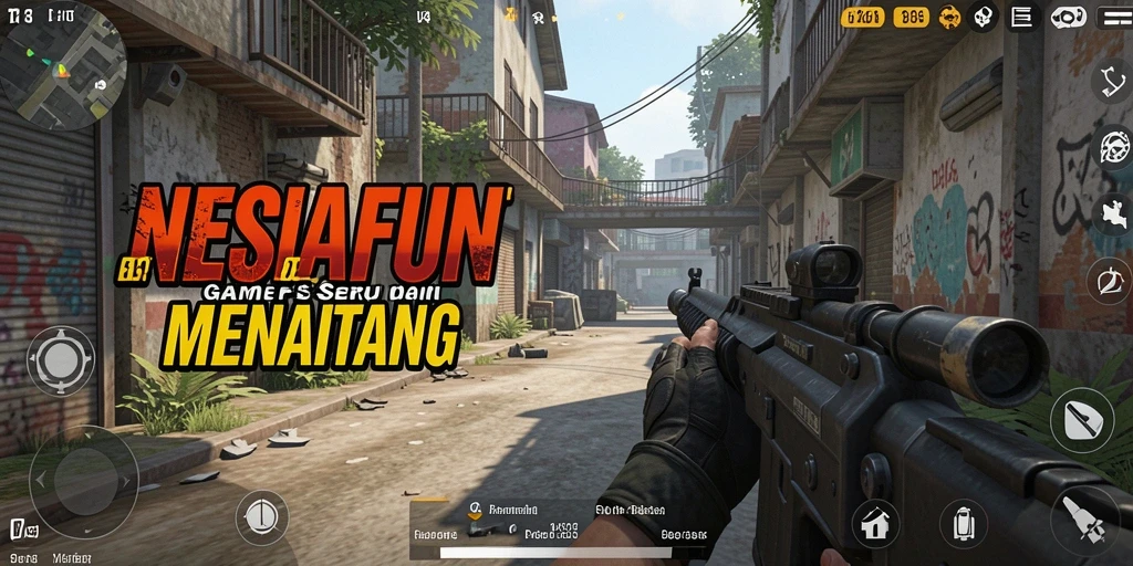 Screenshot gameplay NESIAFUN dengan aksi tembak-menembak yang intens.