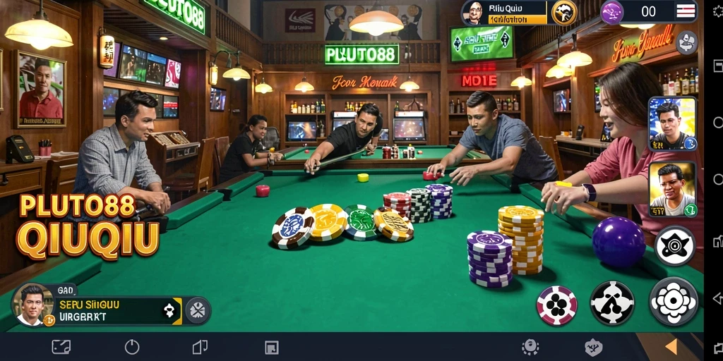 Tampilan gameplay QiuQiu yang seru di PLUTO88.