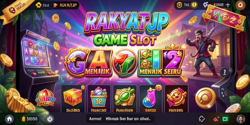 Tampilan gameplay RAKYATJP dengan simbol-simbol menarik dan animasi yang halus.