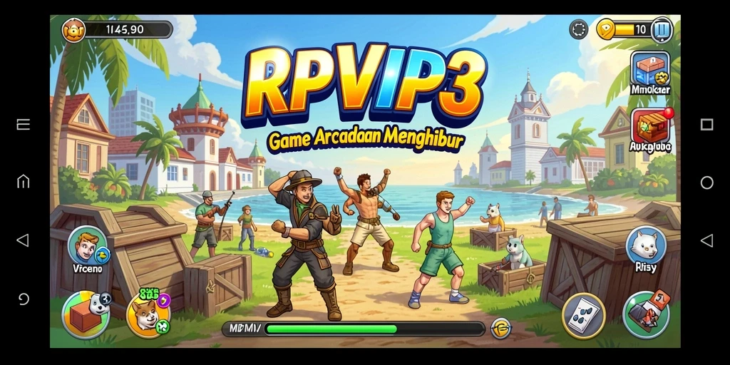 Screenshot utama RPVIP3 menampilkan aksi seru dalam gameplay Arcade.