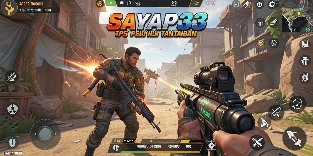 Screenshot menunjukkan aksi pertempuran mendebarkan dalam game TPS.