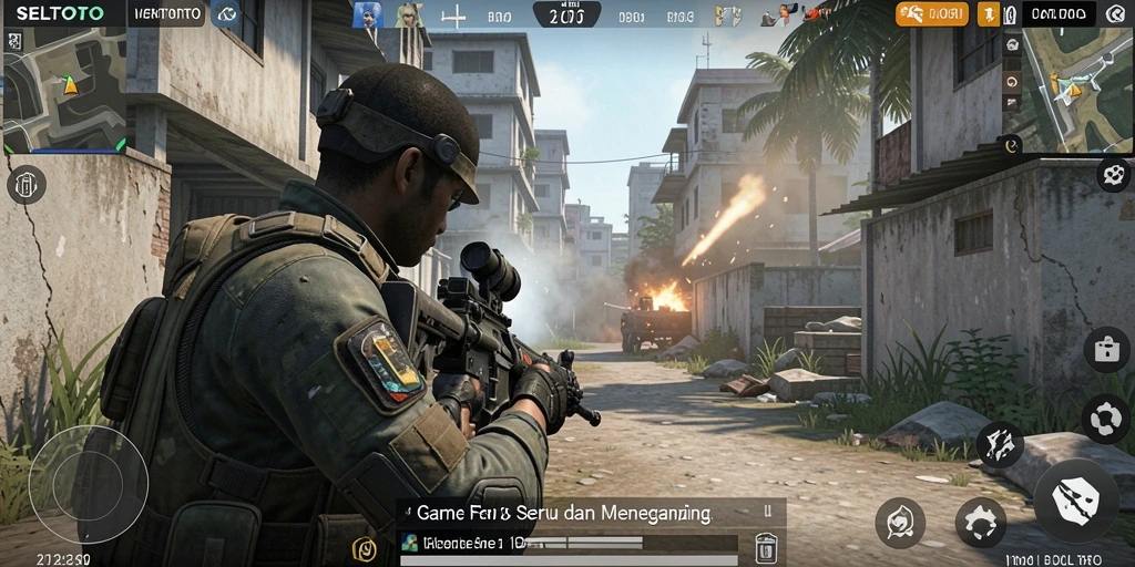 Tampilan gameplay SELTOTO dengan aksi tembak-menembak yang intens.