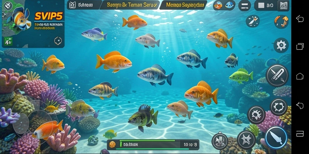 Screenshot menampilkan aksi seru gameplay Tembak Ikan.