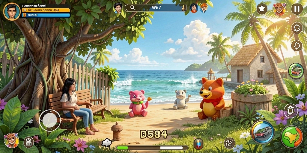 Tangkapan layar W67 menampilkan gameplay santai yang mengasyikkan.