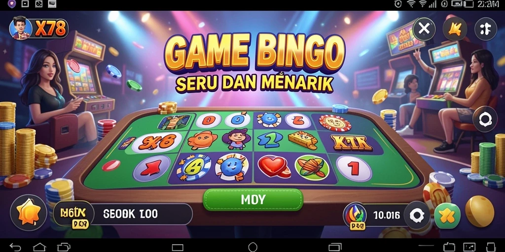 Screenshot gameplay X78 menunjukkan suasana seru saat bermain Bingo.