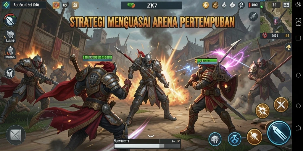 Tampilan utama ZK7 menampilkan arena pertempuran strategis yang memikat.